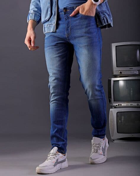Mid-Wash Slim Fit Jeans