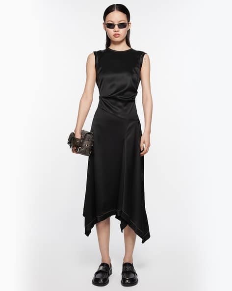 Satin Sleeveless Asymmetric Dress
