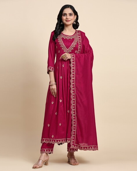 Women Round-Neck Anarkali Kurta Set Price in India