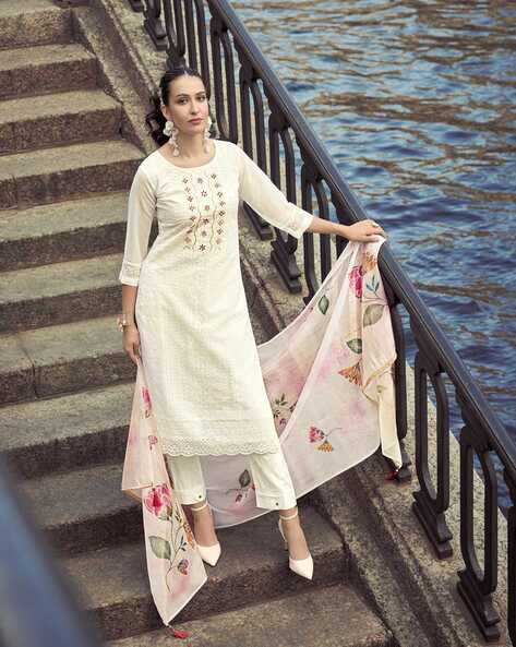 Women Embroidered Straight Kurta Set Price in India