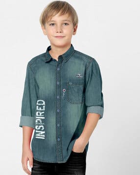 fabfarm Boys Washed Regular Fit Shirt with Collar Neck-picture-34