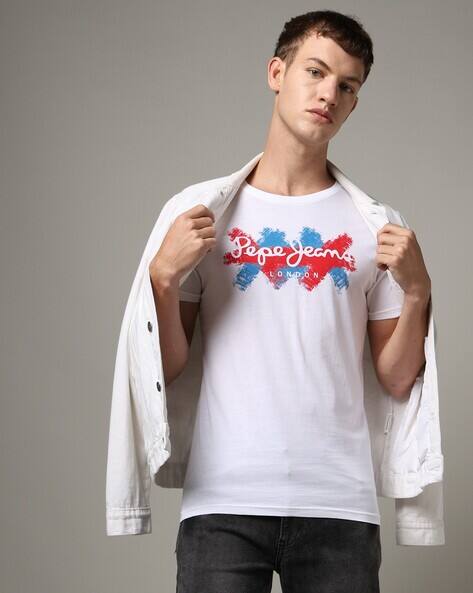 Jeans Brand London Pepe Jeans Men Andrew Brand Print Slim Fit Crew