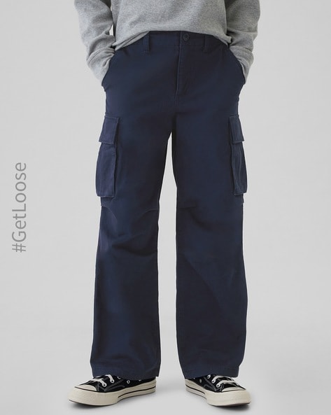 Boys Baggy Wide-Leg Cargo Pants