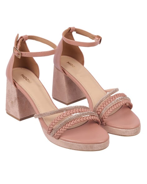 Buy Peach Heeled Sandals for Women by Mochi Online