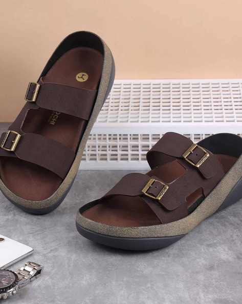 Men Slides Flip Flops with Buckle closure