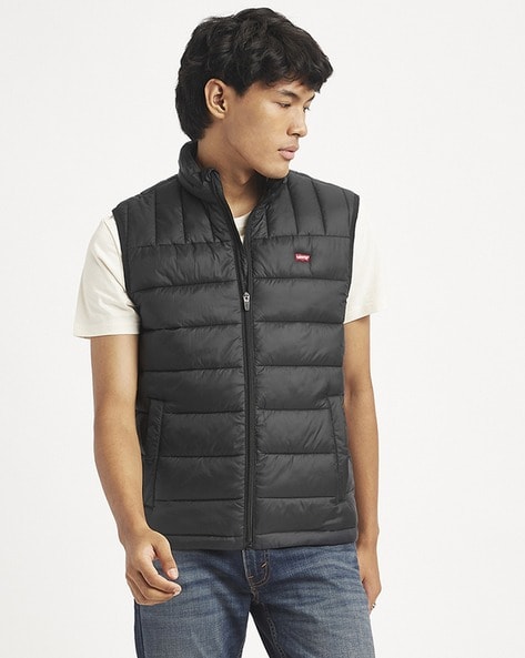 Men Slim Fit Puffer Jacket with Slip Pockets