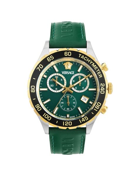 Mens Watches Versace Tachymeter Analogue Watch With Leather Strap