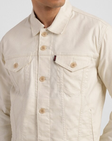 Men Regular Fit Trucker Jacket with Flap Pockets