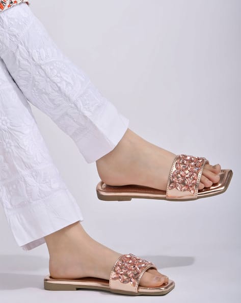 Girls Square-Toe Slip-On Flat Sandals