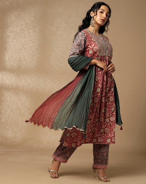 Aarke Ritu Kumar Floral Print A-Line Kurta Suit Set
