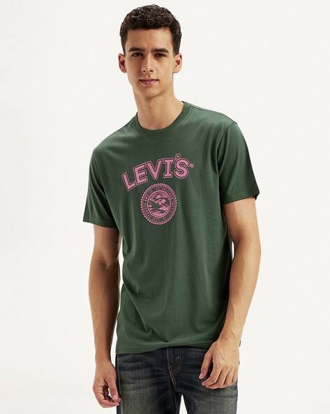 Men Brand Print Regular Fit Crew-Neck T-Shirt