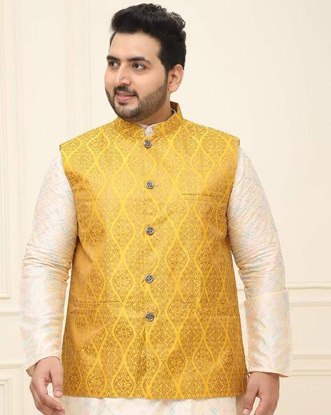 Men Floral Woven Regular Fit Nehru jacket