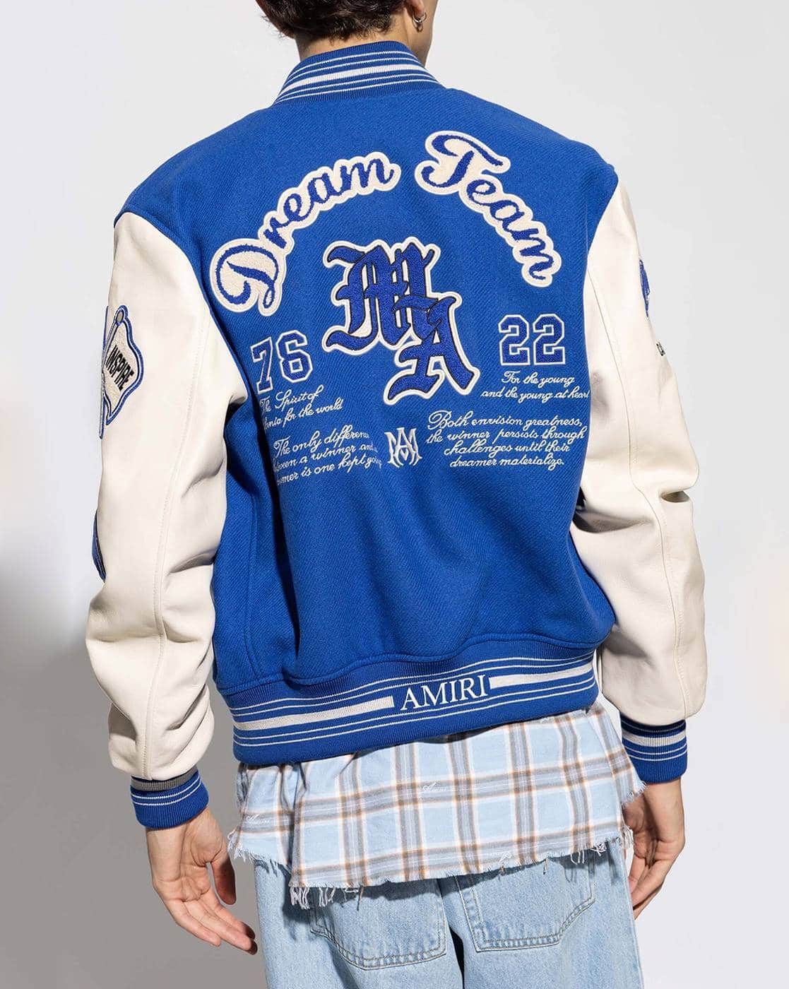 Buy AMIRI Men Regular Fit Dream Team Varsity Jacket | Blue Color