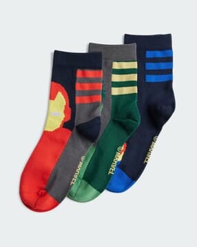 adidas kids Boys Pack of 3 LK AV Printed Ankle-Length Socks-picture-16