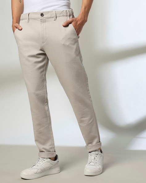 Men Flat-Front Cropped Fit Chinos