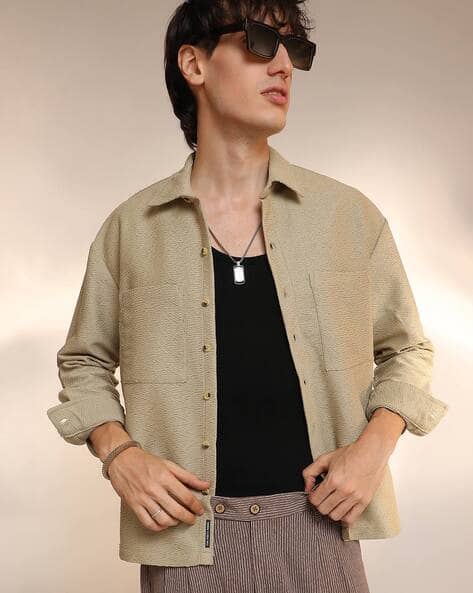 Men Regular Fit Shirt with Patch Pockets