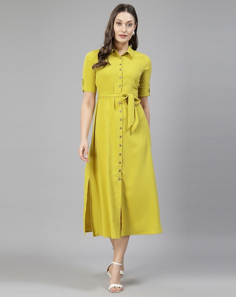 Women Shirt Dress with Side Slit