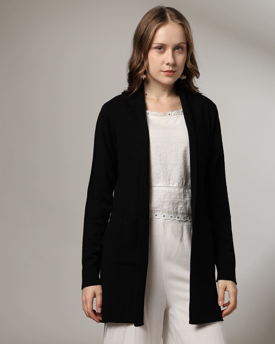 Buy AVAASA MIX N' MATCH Women Ribbed Cardigan with Pa Online