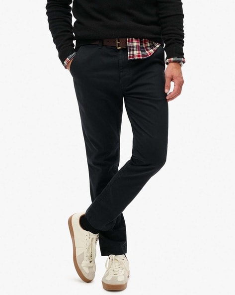 Men International Slim Fit Flat-Front Chinos