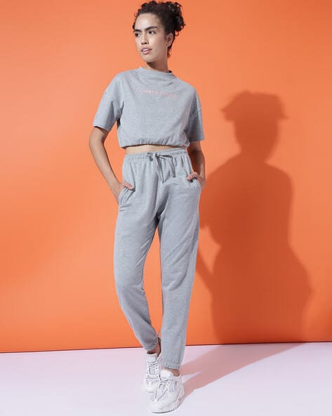 Women Regular Fit T-Shirt with Joggers Set