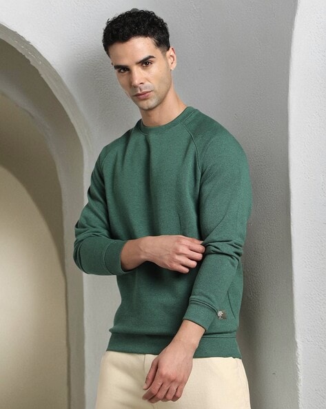 Men Heathered Regular Fit Crew-Neck Sweatshirt