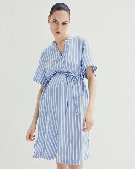 Women Mama Linen-Blend Tunic Dress