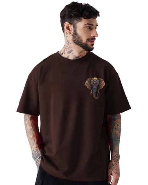Men Graphic Print Oversized Fit Round-Neck T-Shirt