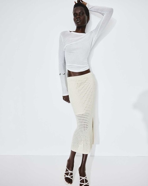 Women Pointelle Knit Skirt