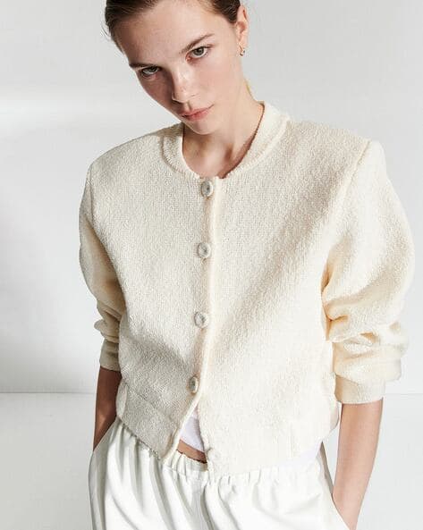 Women Knitted Shoulder-Pad Jacket