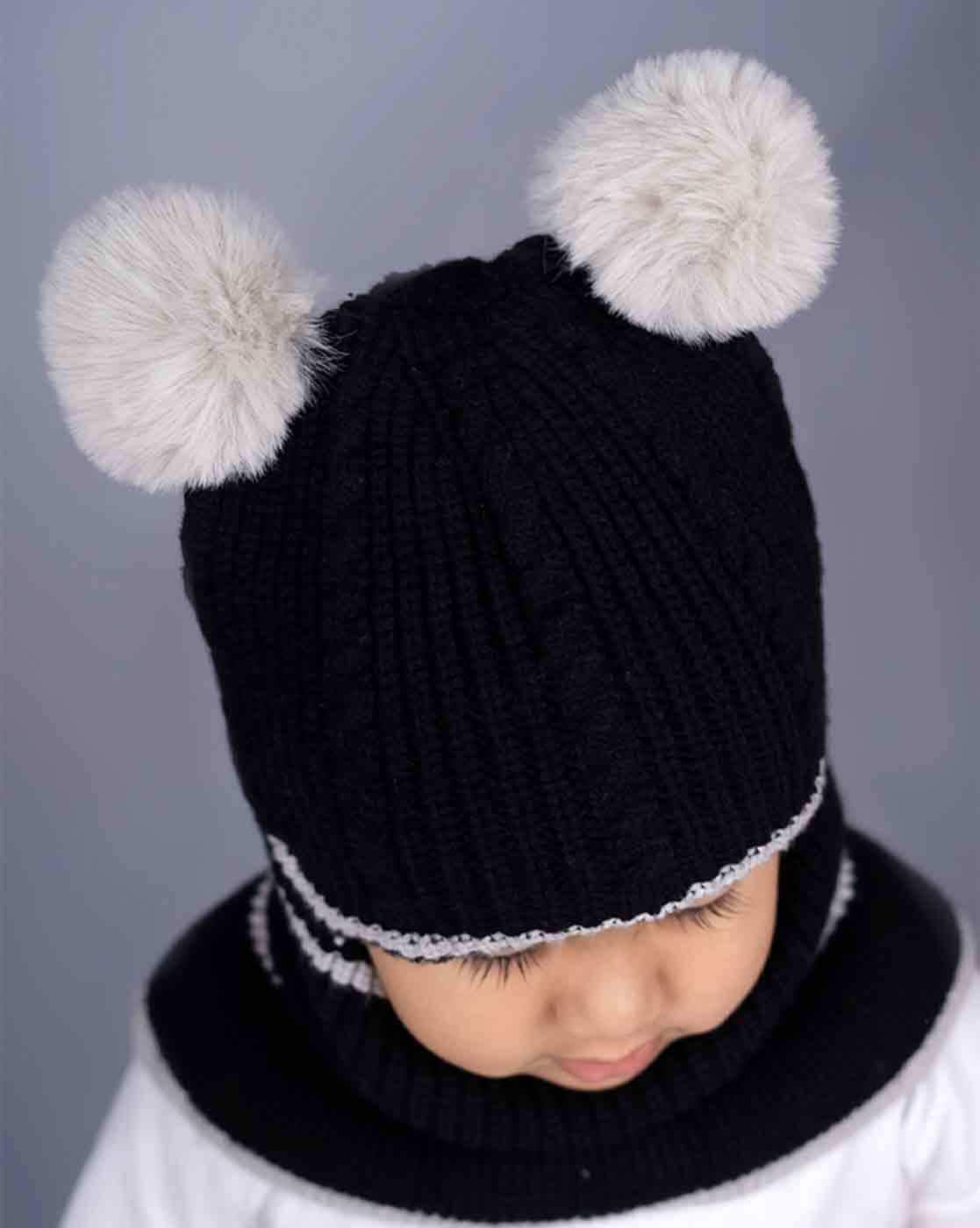Pom Pom Monkey Cap For Baby Boy Buy Black Caps Hats For Infants By