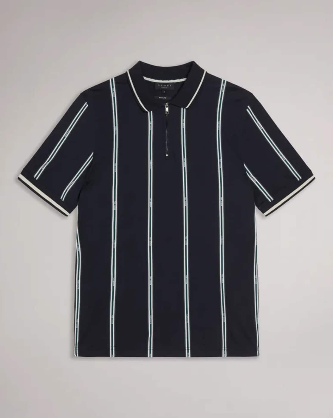 Buy Ted baker Men Striped Regular Fit Polo T-Shirt | Blue Color