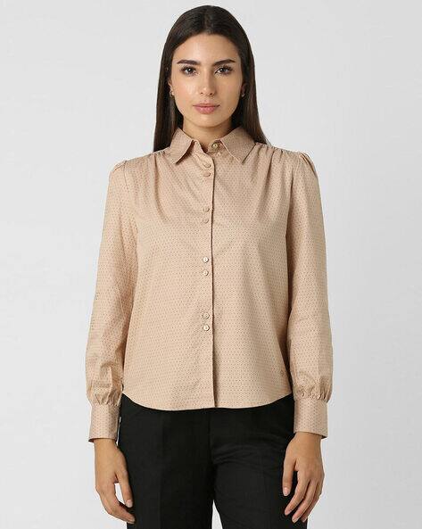 VAN HEUSEN Women Regular Fit Spread-Collar Shirt