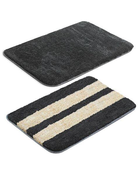 Good Homes Set of 2 1800 GSM Striped AntiSkid Bath Mats 19" x 13"