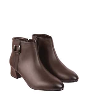 Women Ankle-Length Boots with Zip Closure