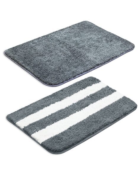 Good Homes Set of 2 1800 GSM Striped Antiskid Bath Mats 27" x 17"