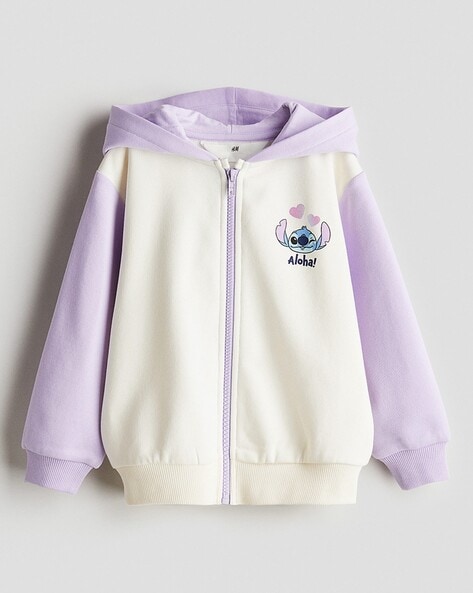 Girls Printed Zip Through Hoodie