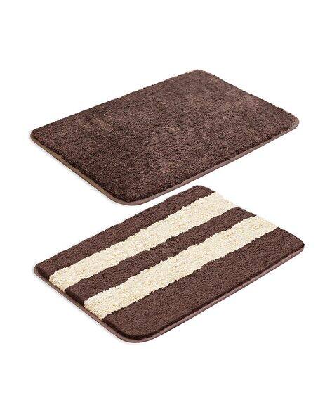 Good Homes Set of 2 1800 GSM Striped Anti-Slip Bath Mats 19" x 13"