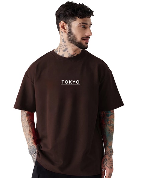 Men Graphic Print Oversized Fit Round-Neck T-Shirt