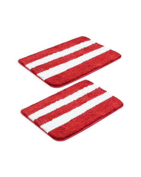 Good Homes Set of 2 1800 GSM Striped Antiskid Bath Mats 19" x 13"