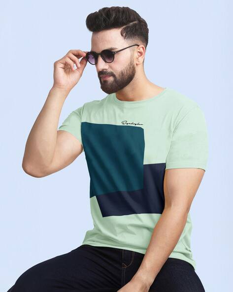 EYEBOGLER Men Colourblock Regular Fit Crew-Neck T-Shirt