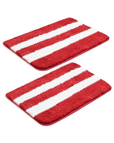 Good Homes Set of 2 1800 GSM Striped Anti-Slip Bath Mats 23" x 15"
