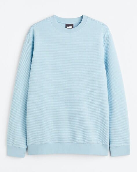 H&m Mens Light Blue Crewneck Sweatshirt Men Loose Fit Sweatshirt