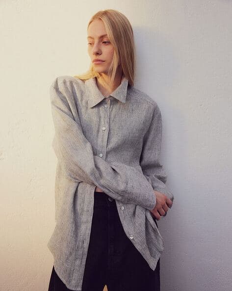 grey linen shirt womens