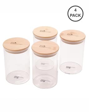 the better home Set of 4 Borosilicate Glass Jars with Bamboo Lids-picture-23