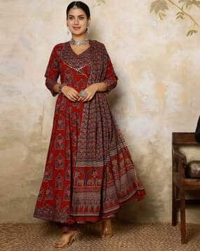 gulmohar jaipur Women Animal Print Flared Kurta Set-picture-12