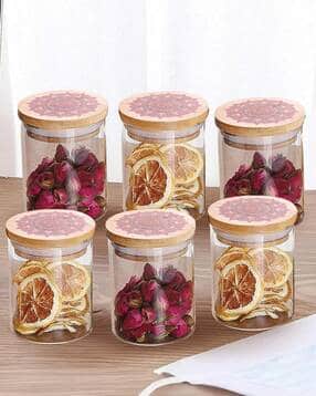 the better home Set of 6 Borosilicate Glass Jar with Wooden Lid-picture-50
