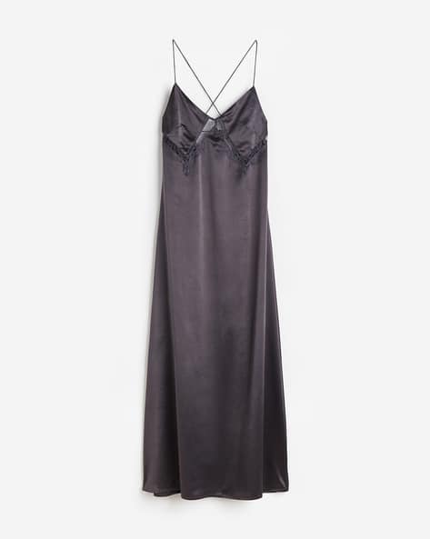 Women Lace-Detail Satin Slip Dress