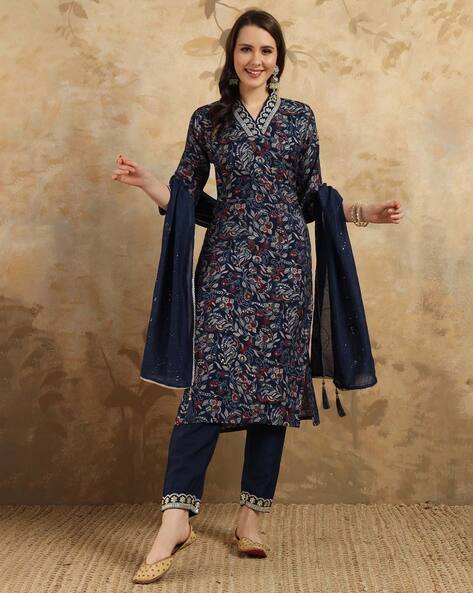 Women Embroidered Straight Kurta Set Price in India