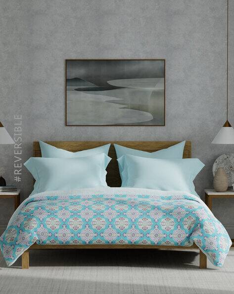 Floral Print Quilted Reversible Blanket