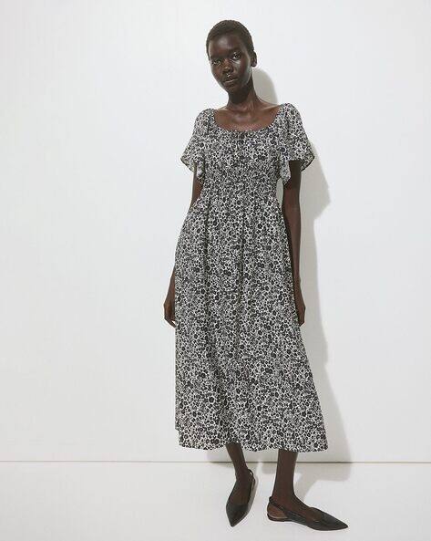 h&m black floral midi dress H&M Black Pink Brown Floral Roses Print Chiffon Midi Maxi Dress size M 12  14 16
